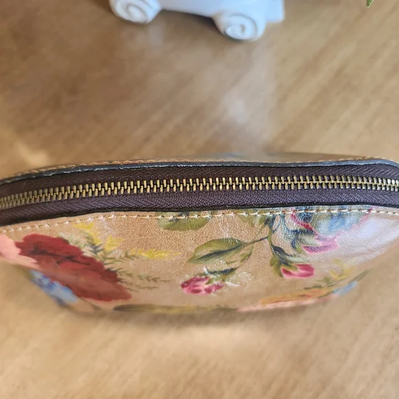 Patricia Nash Floral Print Leather Cosmetic Pouch Evening Bag - Picture 6 of 8